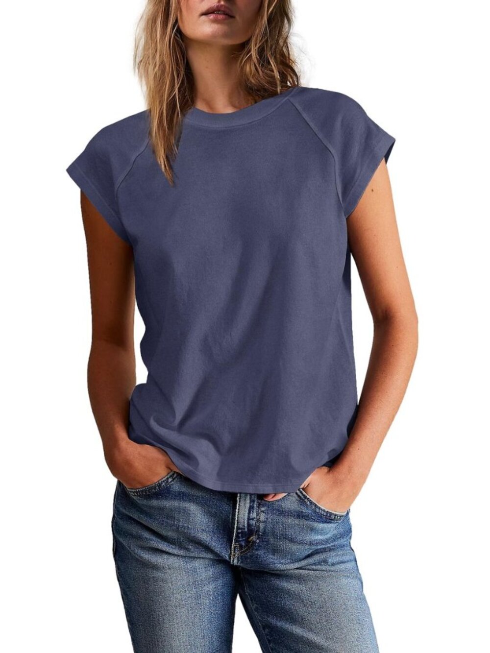 Womens Short Sleeve Shirts Crewneck T Shirts Basic Tees Casual Summer Tops Cap